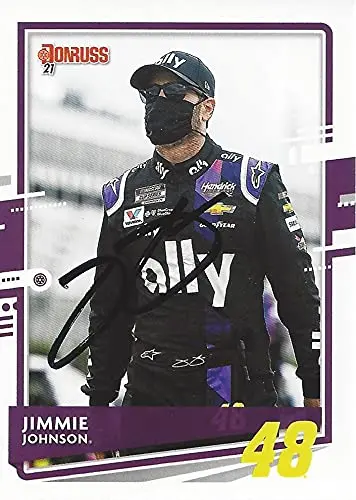 Autographed Jimmie Johnson 2021 Panini Donruss Racing (#48 Ally Team) Hendrick Motorsports Nascar Cup Series Signed Collectible Trading Card With Coa 1