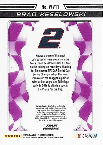 Brad Keselowski 2016 Panini Torque Racing Winning Vision Insert (#2 Miller Lite Team) Insert Collectible Nascar Trading Card #10/10 2