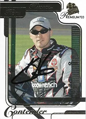 Autographed Kevin Harvick 2003 Press Pass Premium Racing Contender (#29 Goodwrench Rcr Team) Signed Nascar Collectible Trading Card With Coa 1