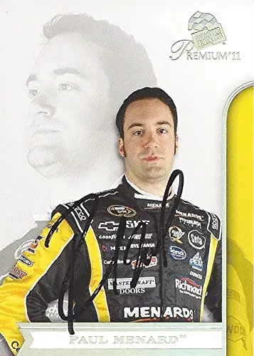 Autographed Paul Menard 2011 Press Pass Premium Racing Contenders (#27 Menard Chevrolet) Rcr Sprint Cup Series Signed Nascar Collectible Trading Card With Coa 1