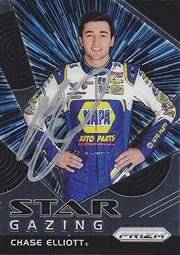Autographed Chase Elliott 2018 Panini Prizm Racing Star Gazing (#9 Napa Auto Parts Team) Hendrick Motorsports Insert Signed Collectible Nascar Trading Card With Coa 1