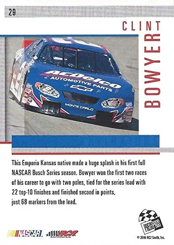 Autographed Clint Bowyer 2006 Press Pass Eclipse Racing (#2 Acdelco Chevrolet) Rcr Busch Series Team Signed Nascar Collectible Trading Card With Coa 2