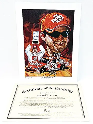 Autographed 2002 Tony Stewart #20 The Home Depot Racing The Fire And The Fury (Artist Robert Tanenbaum) Signed Picturequality Collectibles 10X13 Inch Lithograph Print With Coa (#0677/2000) 1