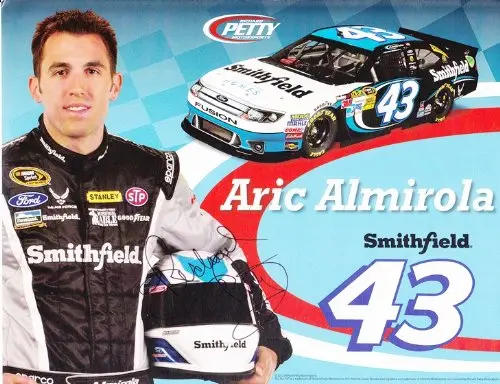 Autographed 2013 Richard Petty #43 Smithfield Racing (Almirola) Signed 9X11 Nascar Promo Hero Card W/Coa 1