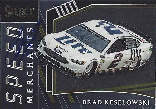 Autographed Brad Keselowski 2017 Panini Select Racing Speed Merchants (#2 Miller Lite Tean Penske) Monster Cup Series Signed Collectible Nascar Trading Card With Coa 1