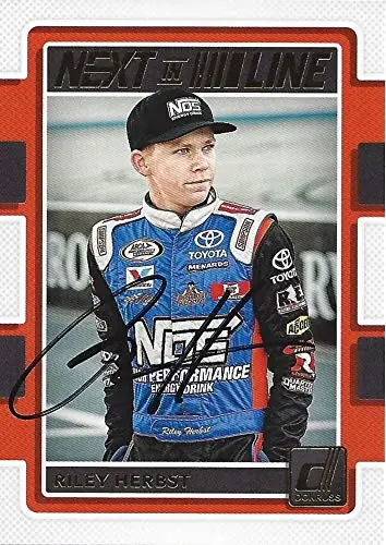 Autographed Riley Herbst 2018 Panini Donruss Racing Next In Line (Nos Toyota Team) Arca Series Signed Nascar Collectible Trading Card With Coa 1