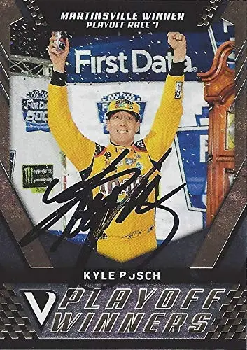 Autographed Kyle Busch 2018 Panini Victory Lane Racing Playoff Winners (Martinsville Race Win) #18 M&Ms Team Signed Collectible Nascar Trading Card With Coa 1