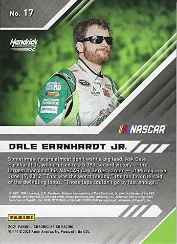 Autographed Dale Earnhardt Jr. 2021 Panini Chronicles Xr Racing (#88 Mountain Dew Team) Signed Nascar Collectible Trading Card With Coa 2