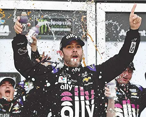 Autographed 2019 Jimmie Johnson #48 Ally Racing Clash At Daytona Win (Victory Lane Celebration) Hendrick Motorsports Monster Cup Signed Collectible Picture 9X11 Inch Nascar Glossy Photo With Coa 1