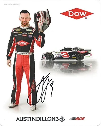 Autographed 2016 Austin Dillon #3 Dow Racing Team Limited Edition 1/3 (Childress) 8X10 Signed Picture Nascar Hero Card With Coa 1