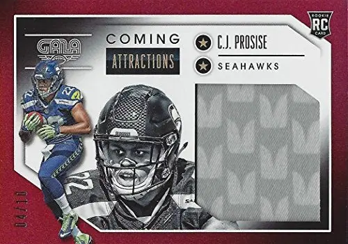 C.J. Prosise 2016 Panini Gala Football Coming Attractions (Game-Used Jersey) Jumbo Patch Seattle Seahawks Rare Parallel Nfl Collectible Trading Card (#04 Of 10) 1
