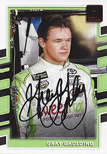 Autographed Gray Gaulding 2018 Panini Donruss Racing (#23 Sweet Frog Toyota Team) Monster Cup Series Insert Signed Nascar Collectible Trading Card With Coa #187/299 1
