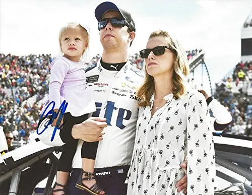 Autographed 2017 Brad Keselowski #2 Miller Lite Racing National Anthem With Family (Monster Energy Cup Series) Team Penske Signed Collectible Picture Nascar 9X11 Inch Glossy Photo With Coa 1