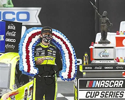 Autographed 2020 Ryan Blaney #12 Menards Racing Talladega Race Win (Victory Lane Trophy) Team Penske Nascar Cup Series Signed Picture 8X10 Inch Glossy Photo With Coa 1