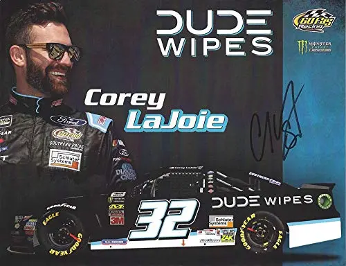Autographed 2019 Corey Lajoie #32 Dude Wipes Ford Mustang (Gofas Racing) Monster Energy Cup Series Rare Signed Collectible Picture 9X11 Inch Nascar Hero Card Photo With Coa 1