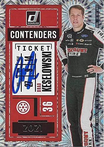 Autographed Brad Keselowski 2021 Panini Donruss Contenders Ticket (#2 Discount Tire Racing) Team Penske Nascar Cup Series Insert Signed Collectible Trading Card With Coa 1