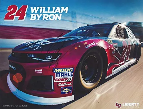 Autographed 2018 William Byron #24 Liberty University Racing (Hendrick Motorsports Camaro) Monster Energy Cup Series Signed Picture 9X11 Inch Nascar Hero Card Photo With Coa 1