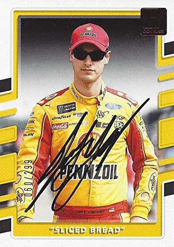 Autographed Joey Logano 2018 Panini Donruss Racing Sliced Bread (#22 Pennzoil Penske Team) Red Parallel Insert Signed Nascar Collectible Trading Card With Coa #060/299 1
