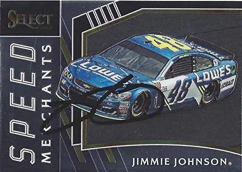 Autographed Jimmie Johnson 2017 Panini Select Racing Speed Merchants (#48 Lowes Team) Hendrick Motorsports Insert Signed Nascar Collectible Trading Card With Coa 1