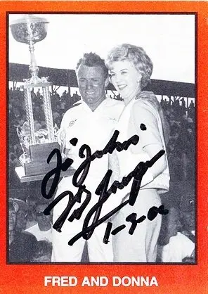 Autographed Fred Lorenzen 1989 Tg Masters Of Racing North Wilkesboro Win Vintage Nascar Trading Card 1