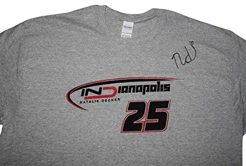 Autographed 2018 Natalie Decker #25 Indianapolis Race (Venturini Motorsports) Arca Series Rare Custom & Limited Signed Collectible Nascar Gray Xl Shirt With Coa (1 Of Only 50 Produced) 2