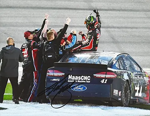 Autographed 2017 Kurt Busch #41 Haas Racing Daytona 500 Race Win (Victory Celebration With Pit Crew) Monster Energy Cup Series Signed Collectible Picture Nascar 9X11 Inch Glossy Photo With Coa 1