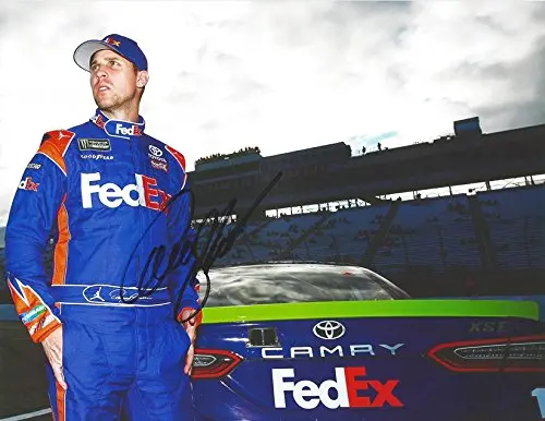 Autographed 2017 Denny Hamlin #11 Fedex Express Chase For The Cup Playoffs (New Hampshire Motor Speedway) Monster Energy Cup Signed Collectible Picture Nascar 9X11 Inch Glossy Photo With Coa 1