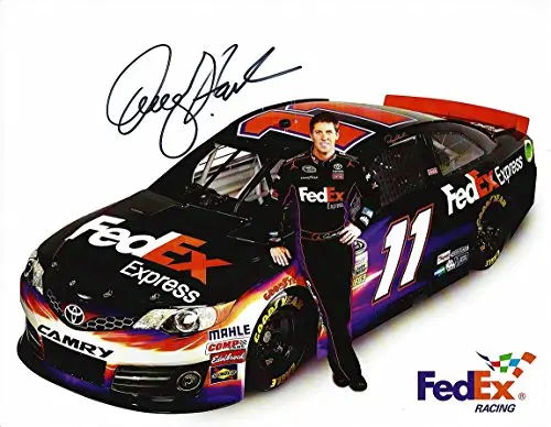 Autographed 2012 Denny Hamlin #11 Fedex Express Racing (Toyota Camry) Gibbs Signed 9X11 Nascar Hero Card With Coa 1