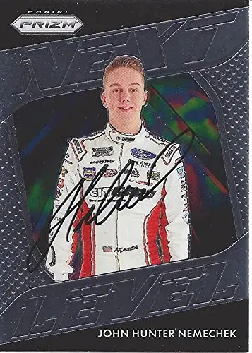 Autographed John Hunter Nemechek 2020 Panini Prizm Racing Next Level (#38 Front Row Motorsports Driver) Nascar Cup Series Rookie Insert Signed Collectible Trading Card With Coa 1