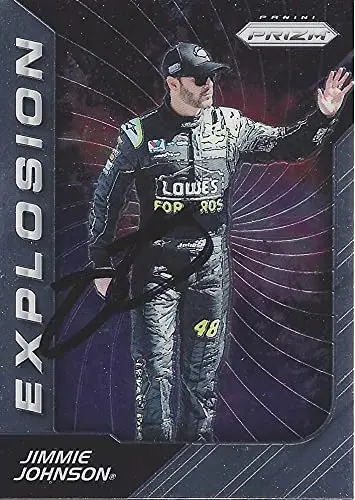 Autographed Jimmie Johnson 2018 Panini Prizm Racing Explosion (#48 Lowes Team) Hendrick Motorsports Signed Nascar Collectible Trading Card With Coa 1