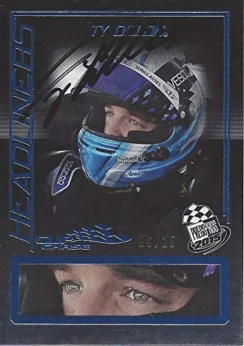 Autographed Ty Dillon 2015 Press Pass Racing Headliners (Rare Cup Chase Edition) Blue Parallel Insert Signed Nascar Collectible Trading Card With Coa #06/25 1