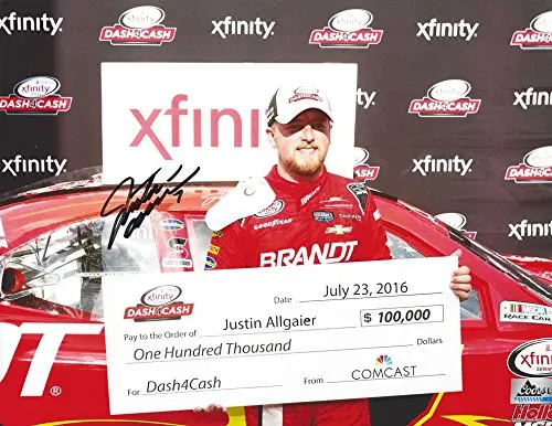 Autographed 2016 Justin Allgaier #7 Brandt Professional Agriculture Dash 4 Cash Winner Xfinity Series Victory Lane 9X11 Inch Signed Picture Nascar Glossy Photo With Coa 1