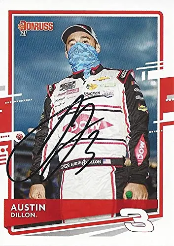 Autographed Austin Dillon 2021 Panini Donruss (#3 Dow Team) Richard Childress Racing Rcr Nascar Cup Series Signed Nascar Collectible Trading Card With Coa 1