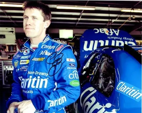 Autographed 2009 Carl Edwards #99 Claritin Racing Team (Roush) Garage Area Signed 8X10 Nascar Glossy Photo With Coa 1