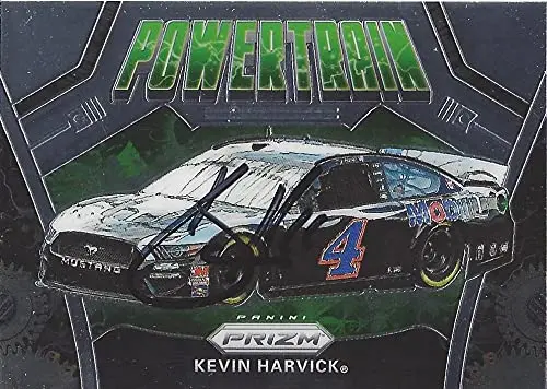 Autographed Kevin Harvick 2020 Panini Prizm Powertrain (#4 Mobil 1 Team) Stewart-Haas Racing Nascar Cup Series Chrome Signed Collectible Trading Card With Coa 1