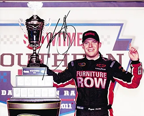Autographed 2011 Regan Smith #78 Furniture Row Racing Darlington Win (Trophy) Signed 8X10 Nascar Glossy Picture With Coa 1