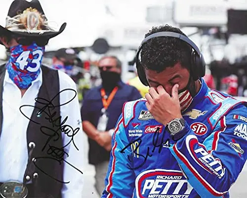 2X Autographed 2020 Bubba Wallace & Richard Petty #43 Victory Junction Racing Talladega Race (Pre-Race Support For Bubba) Nascar Cup Series Signed Picture 8X10 Inch Nascar Glossy Photo With Coa 1