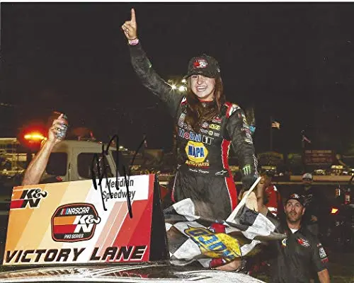 Autographed 2018 Hailie Deegan #19 Mobil 1 Racing Meridian Speedway Race Win (Victory Lane Celebration) K&N Pro Series West Signed Collectible Picture 8X10 Inch Nascar Glossy Photo With Coa 1