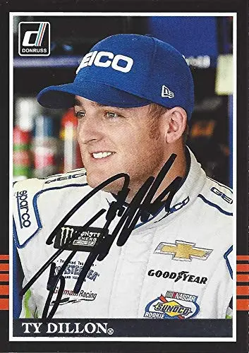 Autographed Ty Dillon 2018 Panini Donruss Racing (#13 Geico Team) Monster Cup Series Germain Racing Signed Nascar Collectible Trading Card With Coa 1
