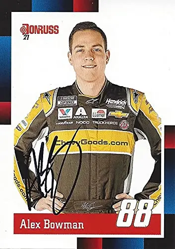 Autographed Alex Bowman 2021 Panini Donruss Racing 1988 Retro (#88 Chevy Goods Team) Hendrick Motorsports Nascar Cup Series Signed Collectible Nascar Trading Card With Coa 1