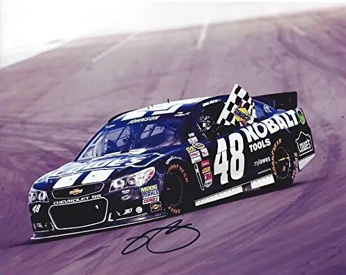 Autographed 2012 Jimmie Johnson #48 Kobalt Tools Racing Brickyard Race Win (Checkered Flag Victory Celebration) Hendrick Signed Picture 8X10 Inch Nascar Glossy Photo With Coa 1