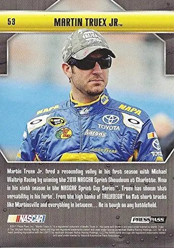 Autographed Martin Truex Jr. 2011 Press Pass Stealth Racing (#56 Napa Auto Parts Team) Michael Waltrip Racing Sprint Cup Series Signed Nascar Collectible Trading Card With Coa 2