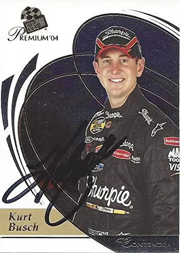 Autographed Kurt Busch 2004 Press Pass Premium Contenders (#97 Sharpie Team) Roush Racing Nextel Cup Series Signed Nascar Collectible Trading Card With Coa 1