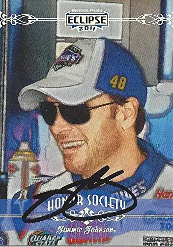 Autographed Jimmie Johnson 2011 Press Pass Eclipse Racing Honor Society (#48 Team Lowes Driver) Hendrick Motorsports Signed Nascar Collectible Trading Card With Coa 1