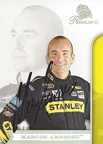 Autographed Marcos Ambrose 2011 Press Pass Premium Racing Contenders (#9 Stanley Driver) Signed Nascar Collectible Trading Card With Coa 1