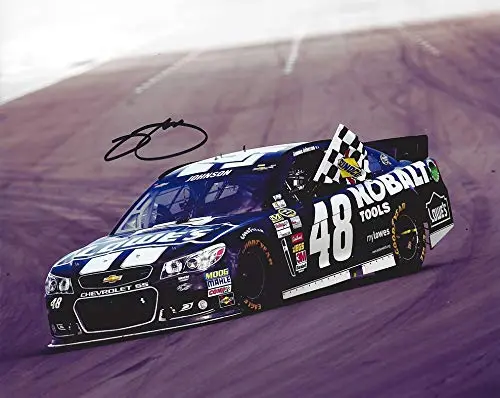 Autographed 2012 Jimmie Johnson #48 Kobalt Tools Racing Brickyard Race Win (Checkered Flag Victory Celebration) Hendrick Signed Picture 8X10 Inch Nascar Glossy Photo With Coa 1