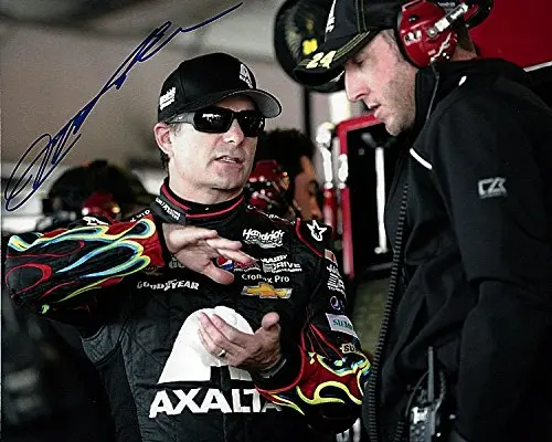 Autographed 2014 Jeff Gordon #24 Axalta Flames Racing Garage Area Hendrick Motorsports (Signed 8X10 Picture) Nascar Glossy Photo With Coa 1