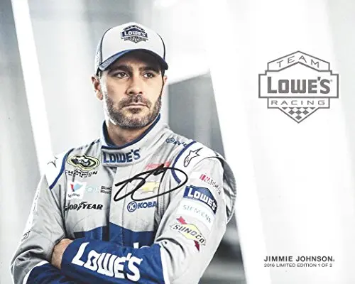 Autographed 2016 Jimmie Johnson #48 Team Lowes Racing Limited Edition 1/2 (Hendrick Motorsports) Signed Picture 8X10 Inch Nascar Hero Card Photo With Coa 1