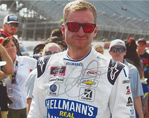 Autographed 2019 Dale Earnhardt Jr. #8 Hellmanns Racing Darlington Throwback Pit Road Pre-Race (Xfinity Series Race) Jr Motorsports Signed Collectible Picture 8X10 Inch Nascar Glossy Photo With Coa 1