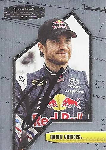 Autographed Brian Vickers 2011 Press Pass Stealth Racing (#83 Red Bull Racing Team) Sprint Cup Series Chrome Signed Nascar Collectible Trading Card With Coa 1
